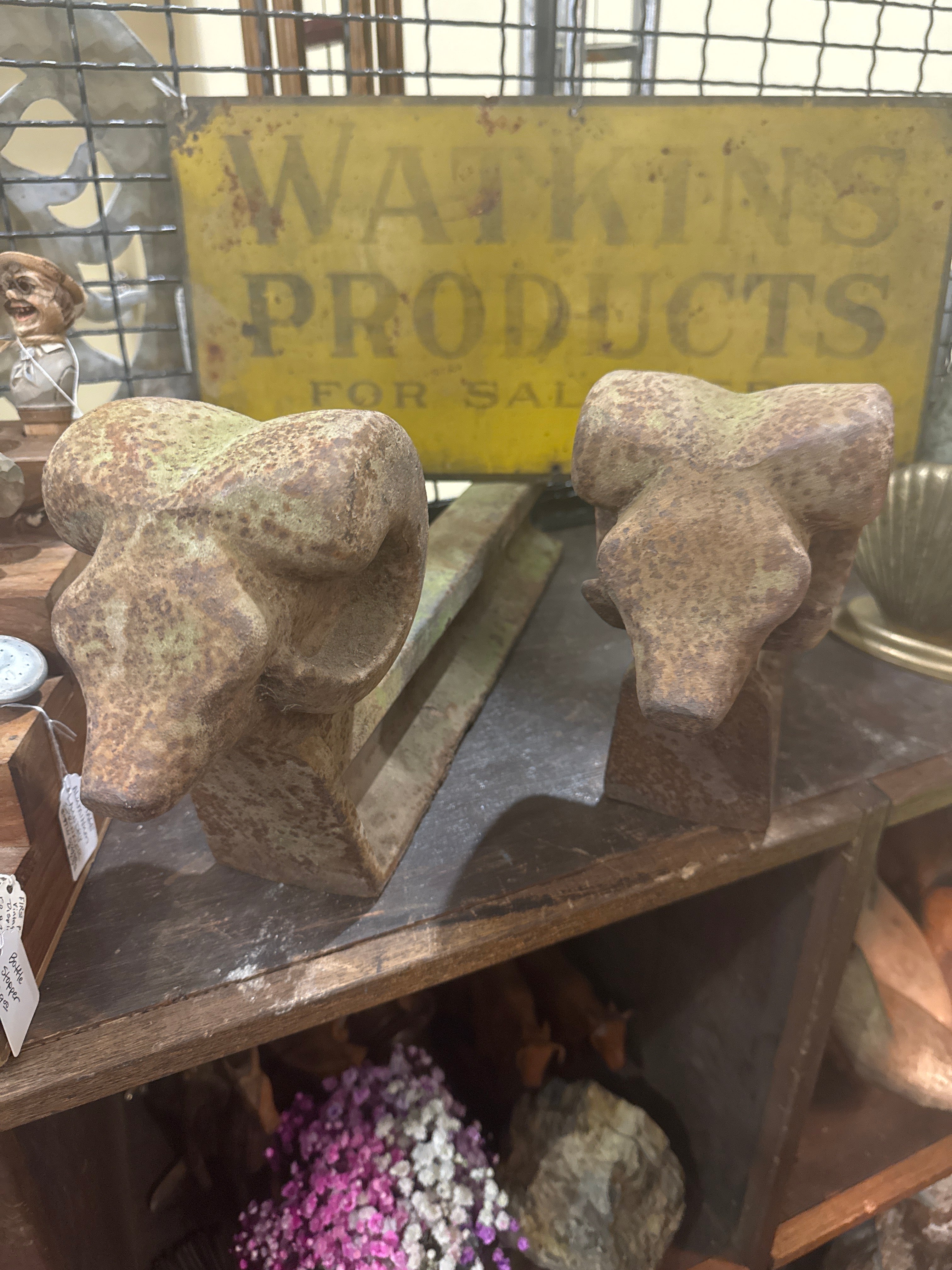 Antique Ram Andirons